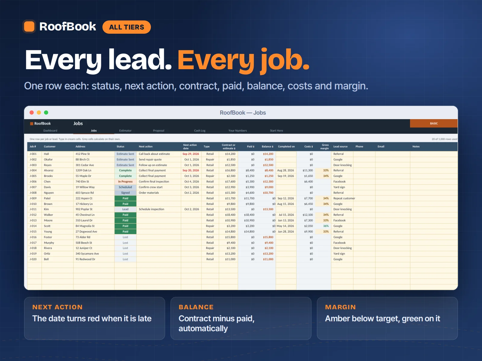 RoofBook Jobs tab